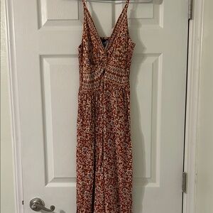 Angie Red and White Patterned Midi Dress